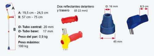 Medidas bastón de aluminio infantil