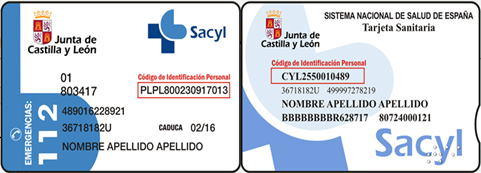 Tarjeta sanitaria Sacyl